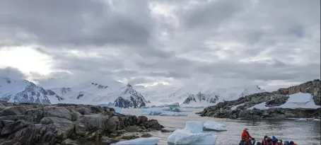 Zodiac Landing among Icebergs