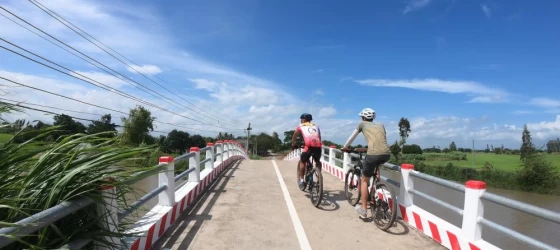 Cycling along the bridge
