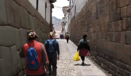 Inca walls and road in Cusco