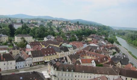 View of the little town of Melk from the inside the Abbey