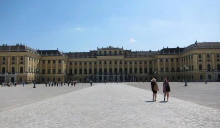 Group gathering at Schonbrunn Palace, Vienna Austria