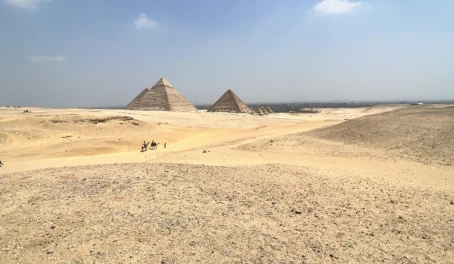 Giza Necropolis in the distance, home to the pyramids, Egypt