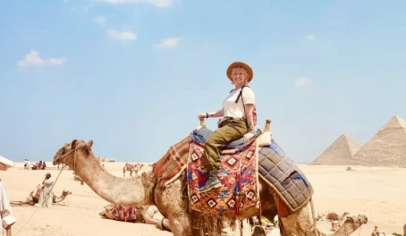 Camel ride at the pyramids, Egypt