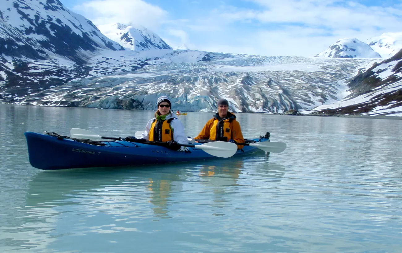 Kayaking to the glacier!