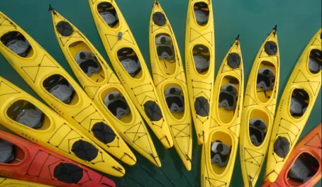 Kayaks await in Alaska
