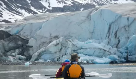 Kayaking near the glaciers in Alaska 