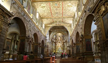 The inside of a Quito cathedral