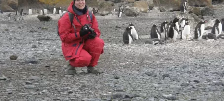 Erin and friends on Brown Bluff, Antarctica
