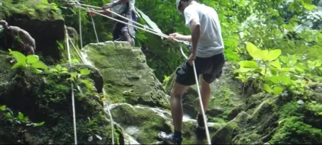 Kurt trying his hand at the waterfall rappel