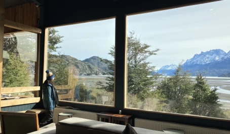 Looking out Grey Lake in Hotel Lago Grey
