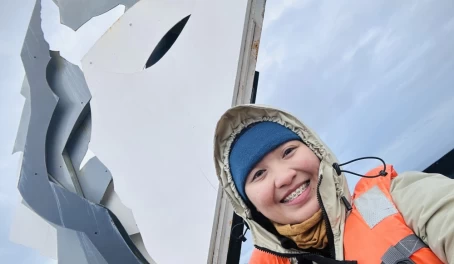 All smiles at the Albatross Monument in Cape Horn