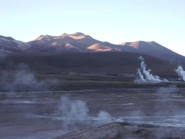 Early morning at the geysers in the Atacama. 