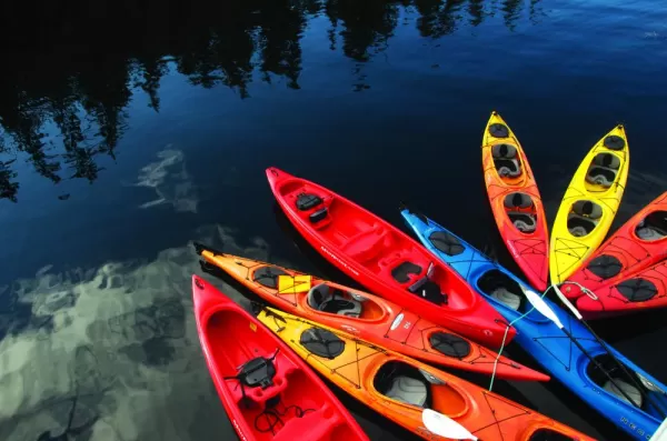 Kayaks in the water.