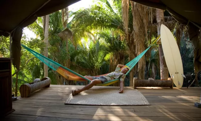 Relax and lounge in a hammock