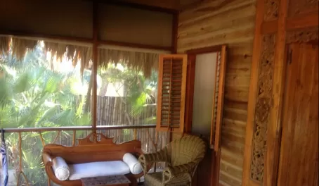 Our screened in porch at the Turtle Inn in Placencia
