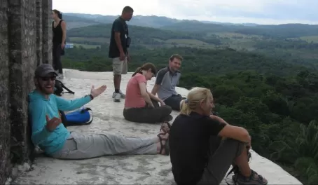 Relaxing and enjoying the views on top of el Castillo