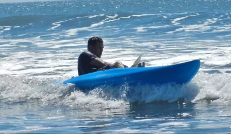 Kayaking in the ocean.