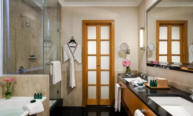 One of Hotel Sofitel's elegant suite bathrooms