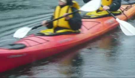 Aspen and Nora in kayak