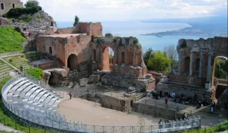 Visit the ruins in Taormina, Sicily on your Dolce Vita Cruise