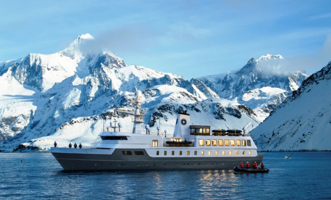 Explorer Yacht Aureum at King Edward Point, South Georgia