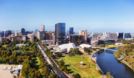 Skyline of Adelaide city in South Australia