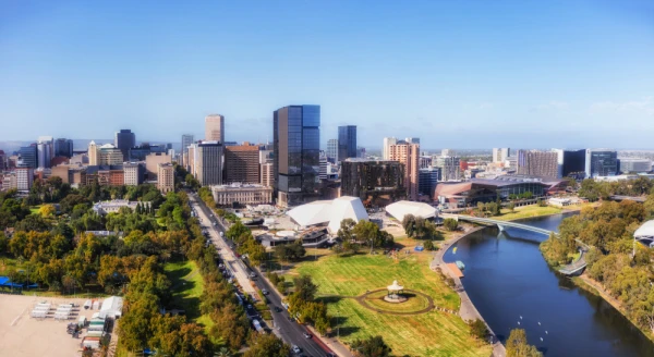 Skyline of Adelaide city in South Australia
