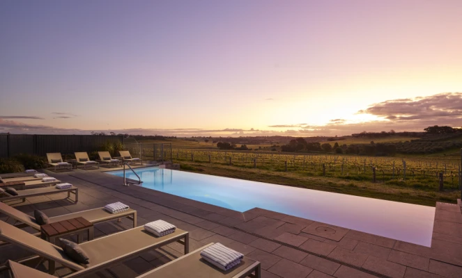 Lounge on the pool with a view at The Louise, Barossa Valley