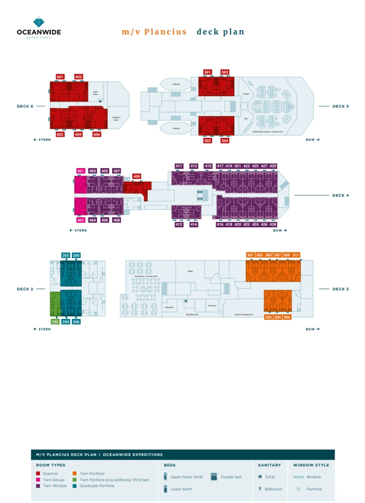 m/v Plancius deck plan