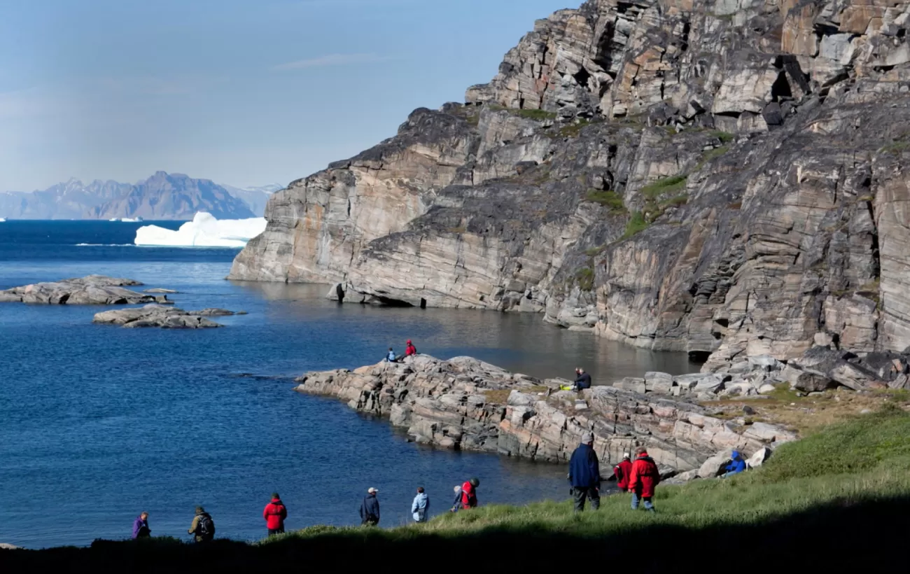 Travelers on the shores of Greenland.