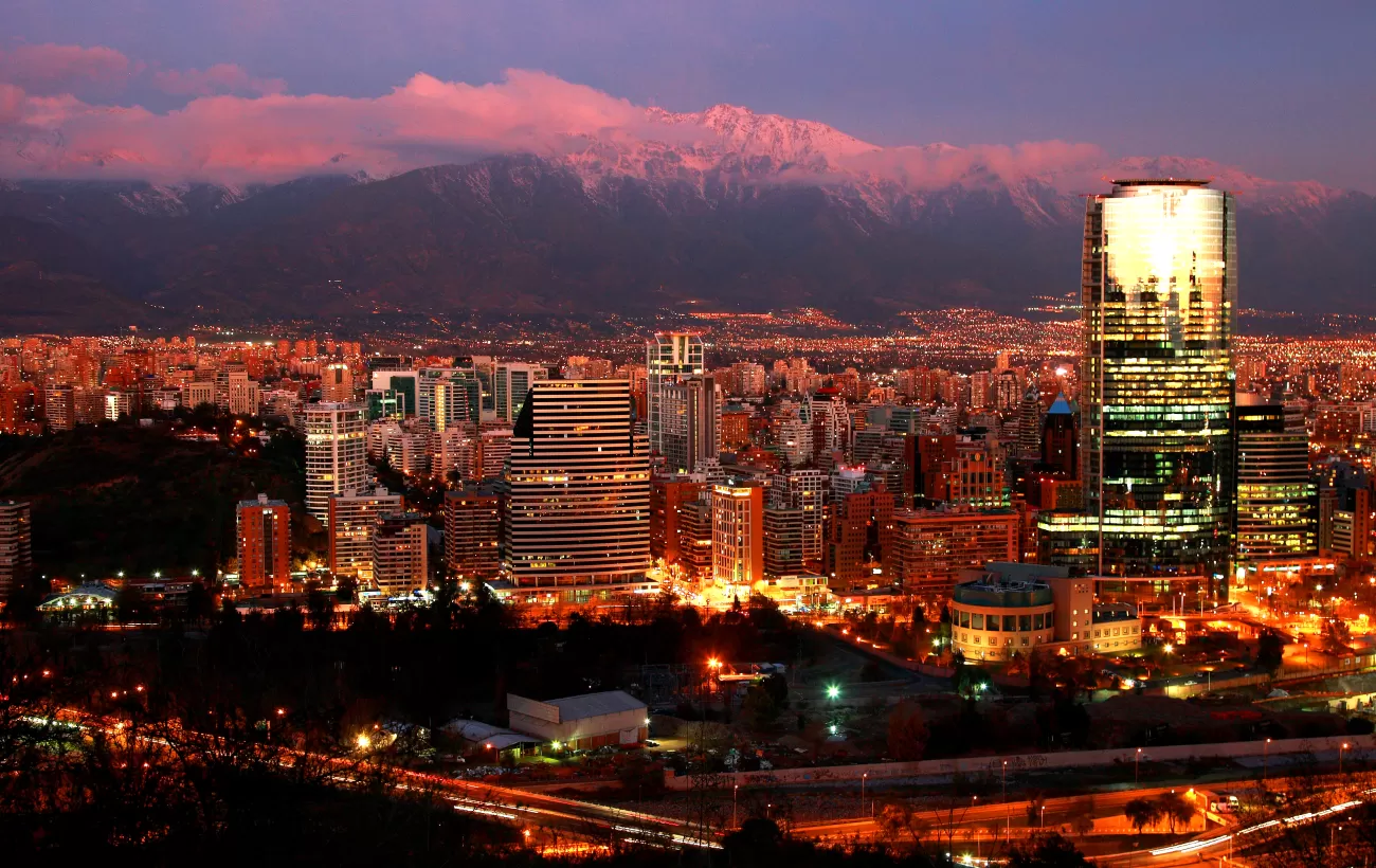 Beautiful downtown Santiago at dusk