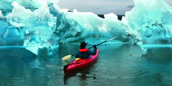 Kayaking Tracy Arm Fjord in Tongass National Forest.