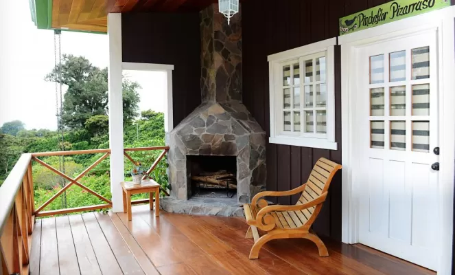 Relax in front of the fire on the patio and enjoy the view.