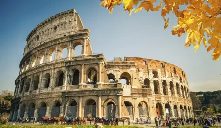 The Roman Colosseum in autumn