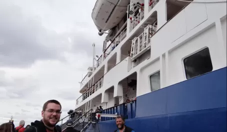 Embarking our ship in Ushuaia.