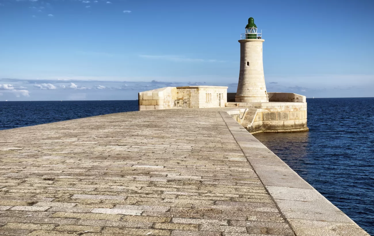 Lighthouses fringe the shores of the Italian Mediterranean 