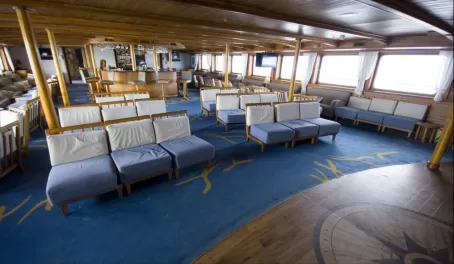 The lounge on the Galapagos Legend