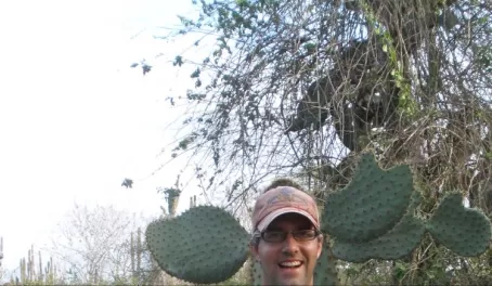 Ryan makes ears with the cactus