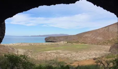 looking out from our cave to Sea of Cortez