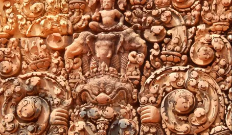 Carvings at Banteay Srei, Siem Reap, Cambodia