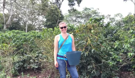 Getting ready to pick coffee