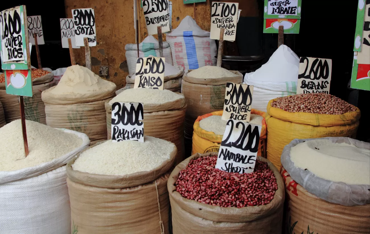 Rice, Beans, Sugar in a local Market