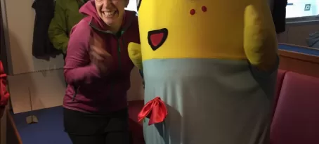 Laura is so excited to meet Funassyi
