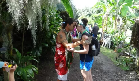 Hawaiian ceremony before hiking