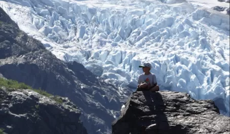 Resting in front of a glacier